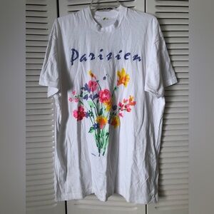 Vintage Cotton Tee single stitch Turtle Bay flowers floral Parisien